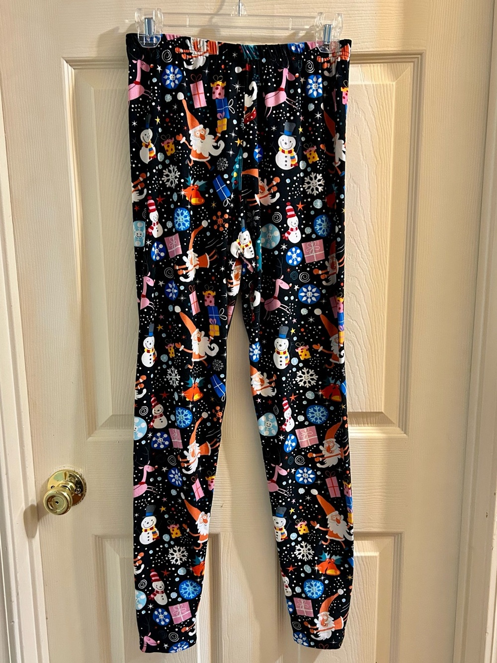 Holiday Santa & Snowman Black Festive Leggings